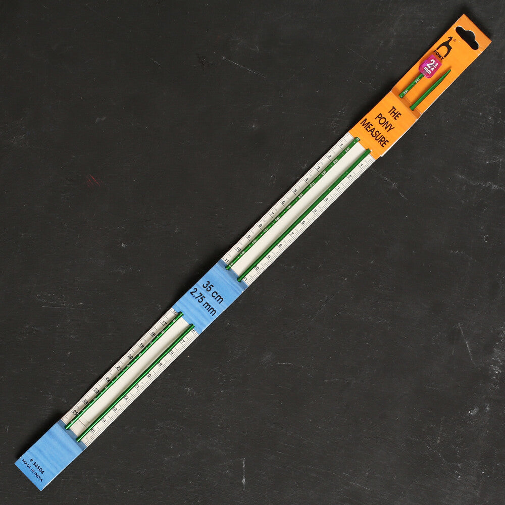 Pony Measure 2.75 mm 35 cm Yeşil Cetvelli Alüminyum Örgü Şişi- 34504